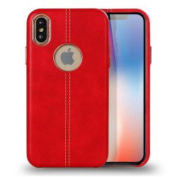 iPhone X (Ten) Armor Leather Hybrid Case (Red)